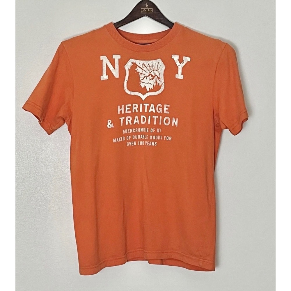 Abercrombie Graphic T-Shirt Mens Medium Vintage Orange Cotton y2K Mallsoft